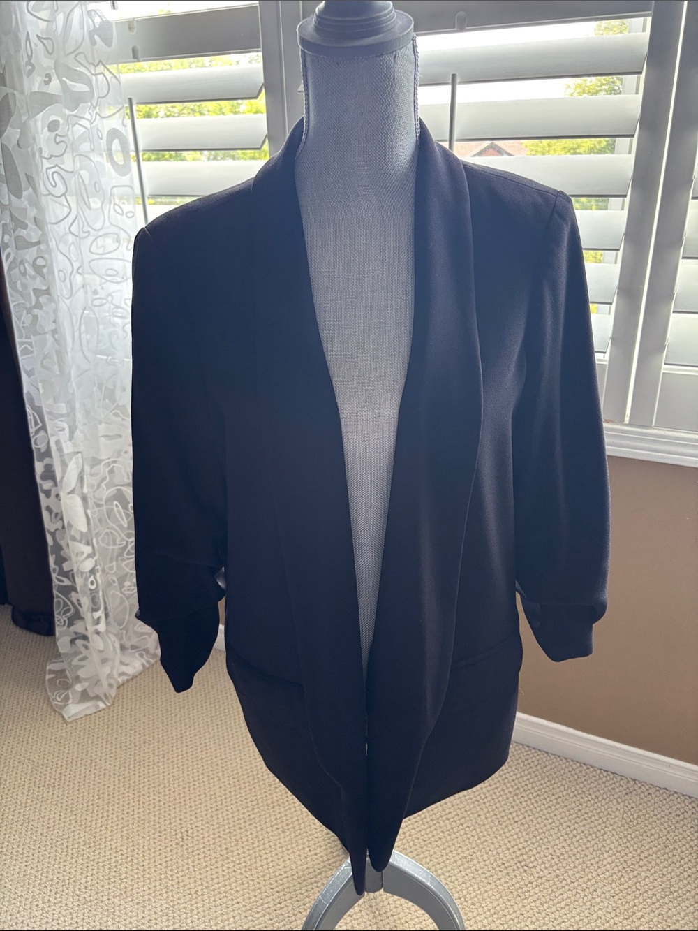 Reitmans Black Open-Front Blazer with Draped Collar